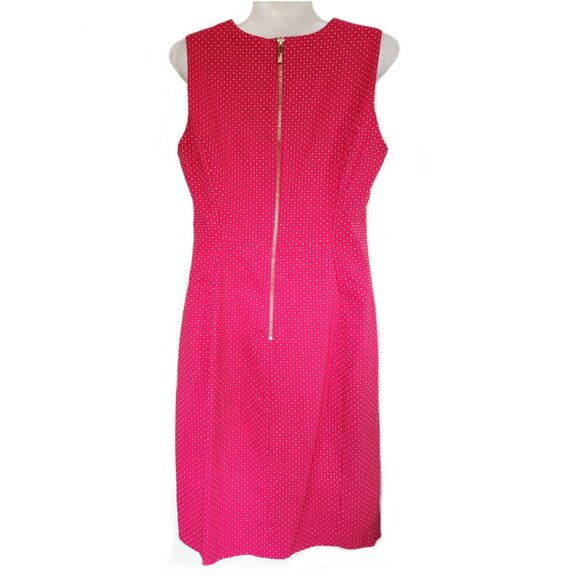 Calvin Klein Pink with White Polka Dot Sleeveless Bodycon Dress Size 8 - Picture 3 of 5